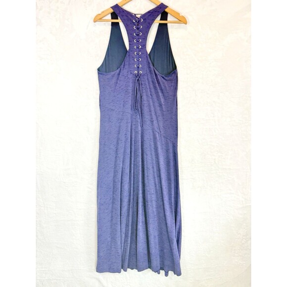 Maeve Anthropologie Dress Maxi Purple Lace Up Racerback Boho Soft Knit L - Picture 3 of 9